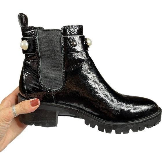 Karl Lagerfeld Paris Black Porshay Lug Sole Bootie studs sparkling crystals 8M - Picture 10 of 15